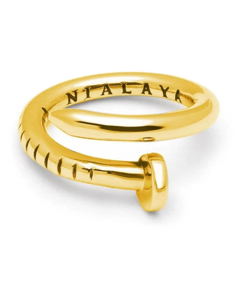 Nialaya Gravierter Dorje Ring mit Nagelform - Gold Gold
