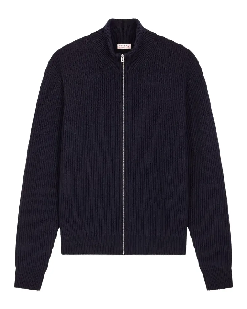 FURSAC Gerippter Cardigan mit Reißverschluss - Blau Blau