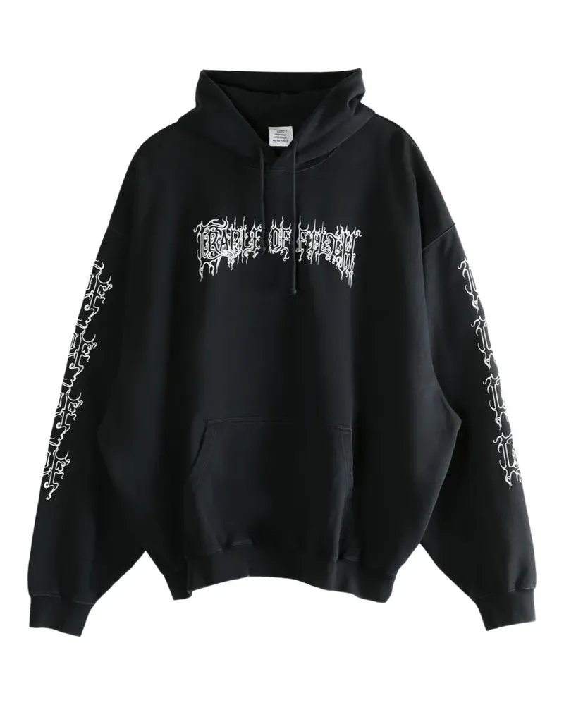 VETEMENTS graphic-print cotton-blend hoodie - Schwarz Schwarz
