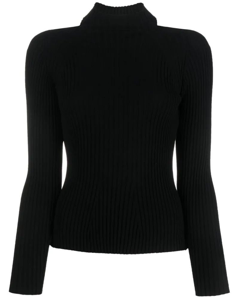 Semicouture Pullover aus geripptem Strick Schwarz