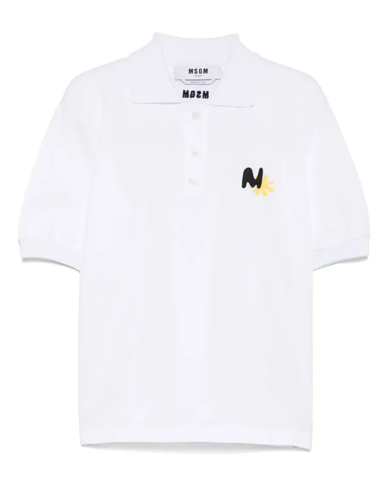 MSGM Poloshirt mit Sonnenstickerei - Weiß Weiß