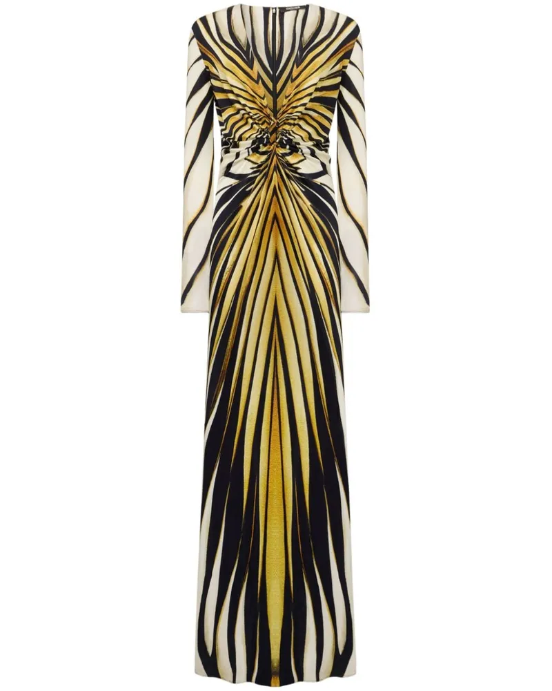 Roberto Cavalli Maxikleid mit Ray of Gold-Print Gold