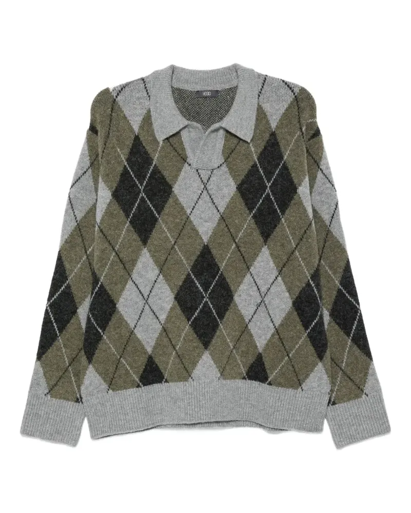 HOSIO Pullover mit Argyle-Muster - Grau Grau