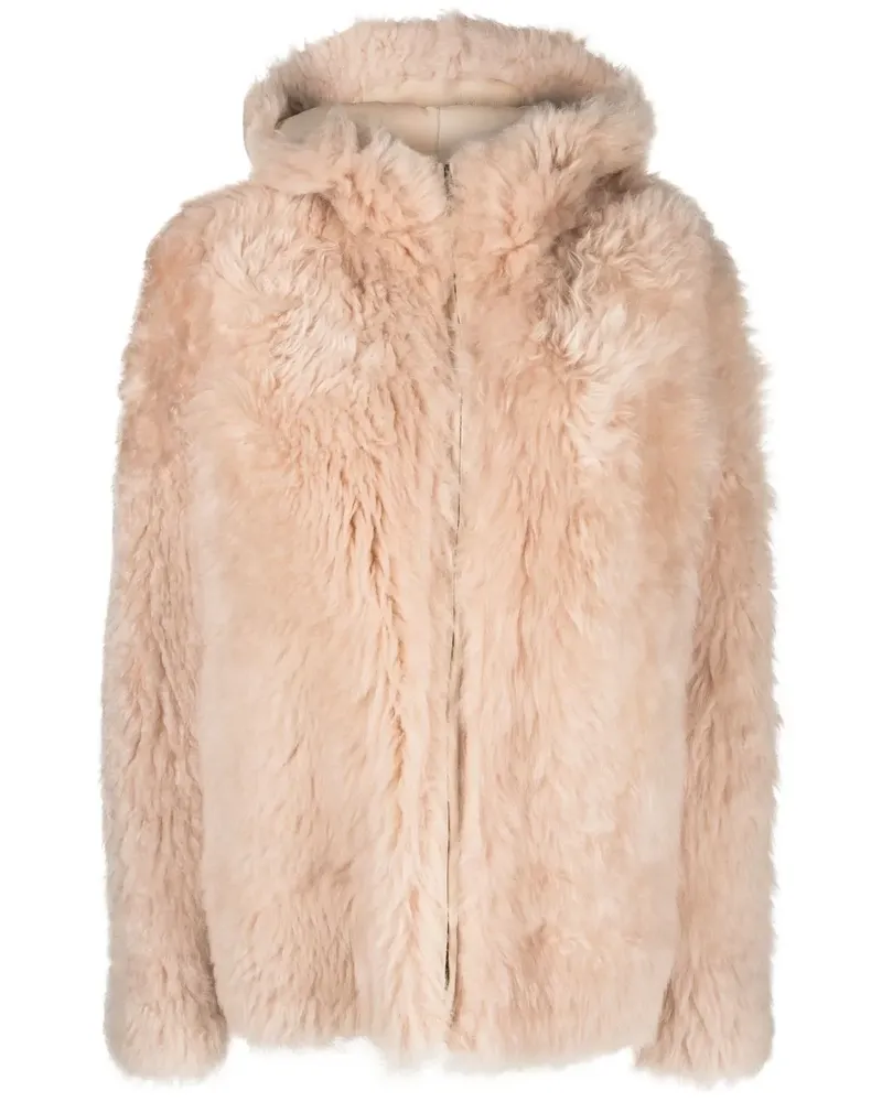 Yves Salomon Shearling-Mantel - Nude Nude