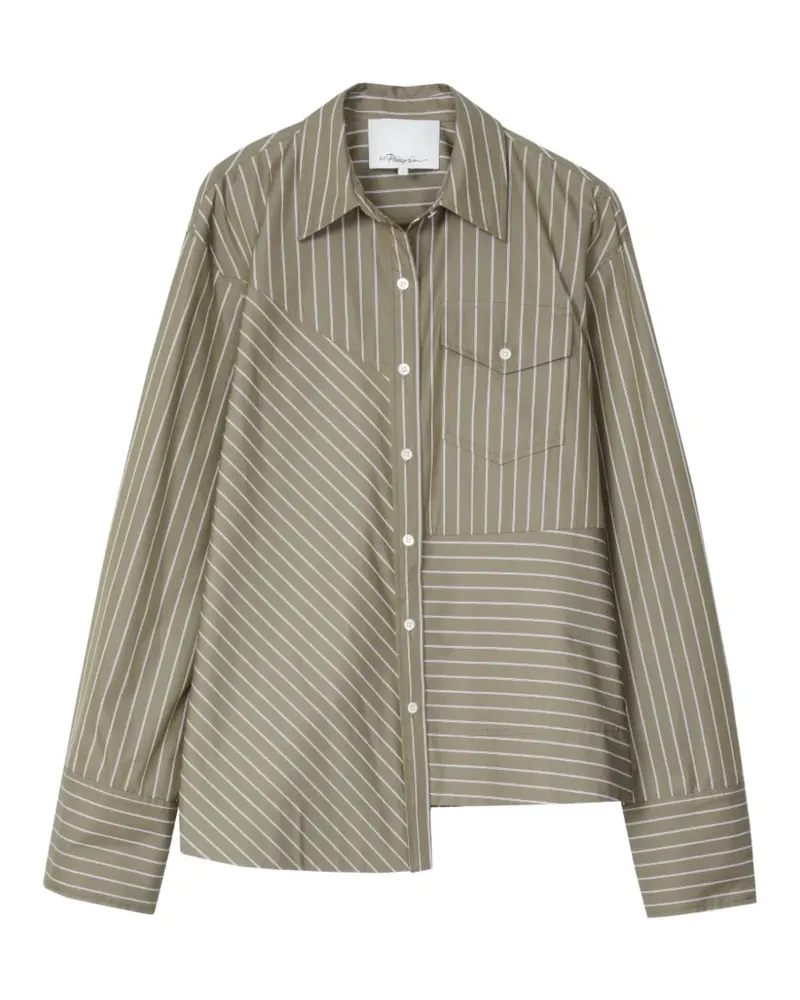 3.1 phillip lim Asymmetrisches Hemd mit Streifen - Grün Grün