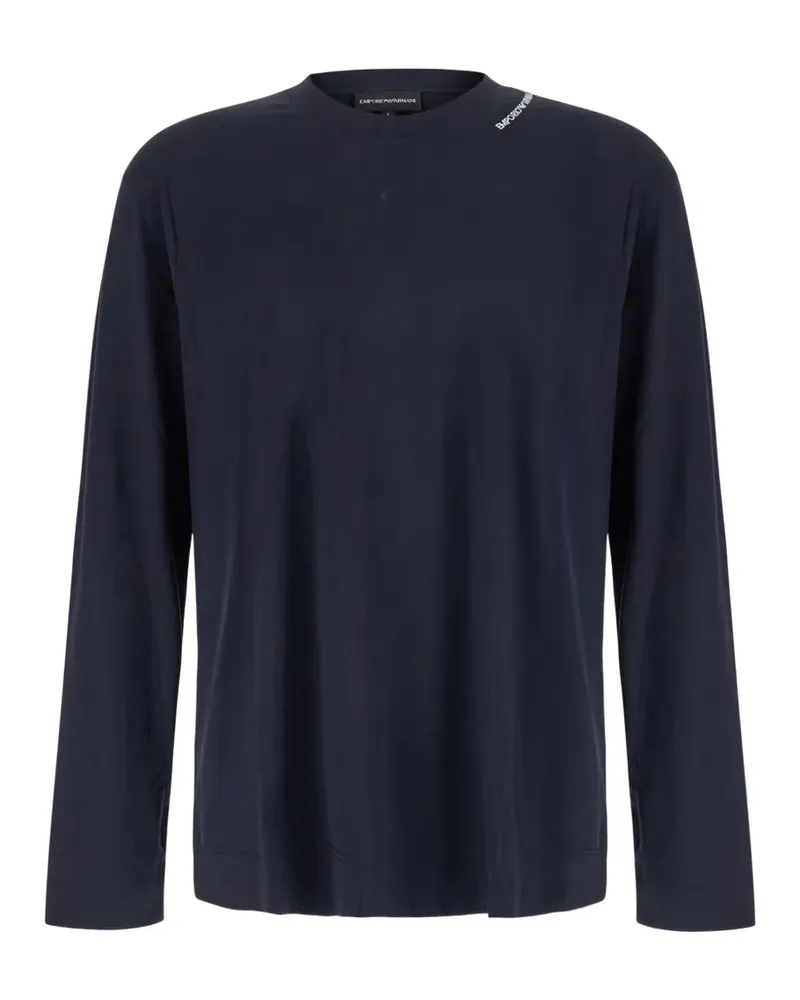 Emporio Armani logo-print long-sleeve T-shirt - Blau Blau
