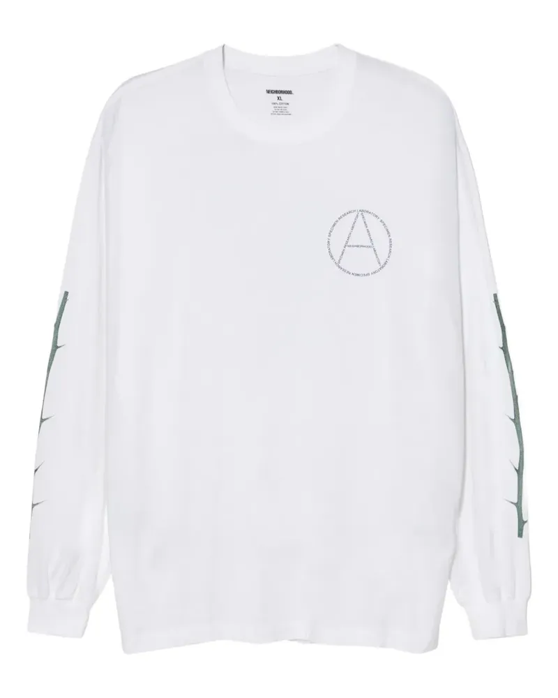 Neighborhood Langarmshirt mit Dornen-Print - Weiß Weiß