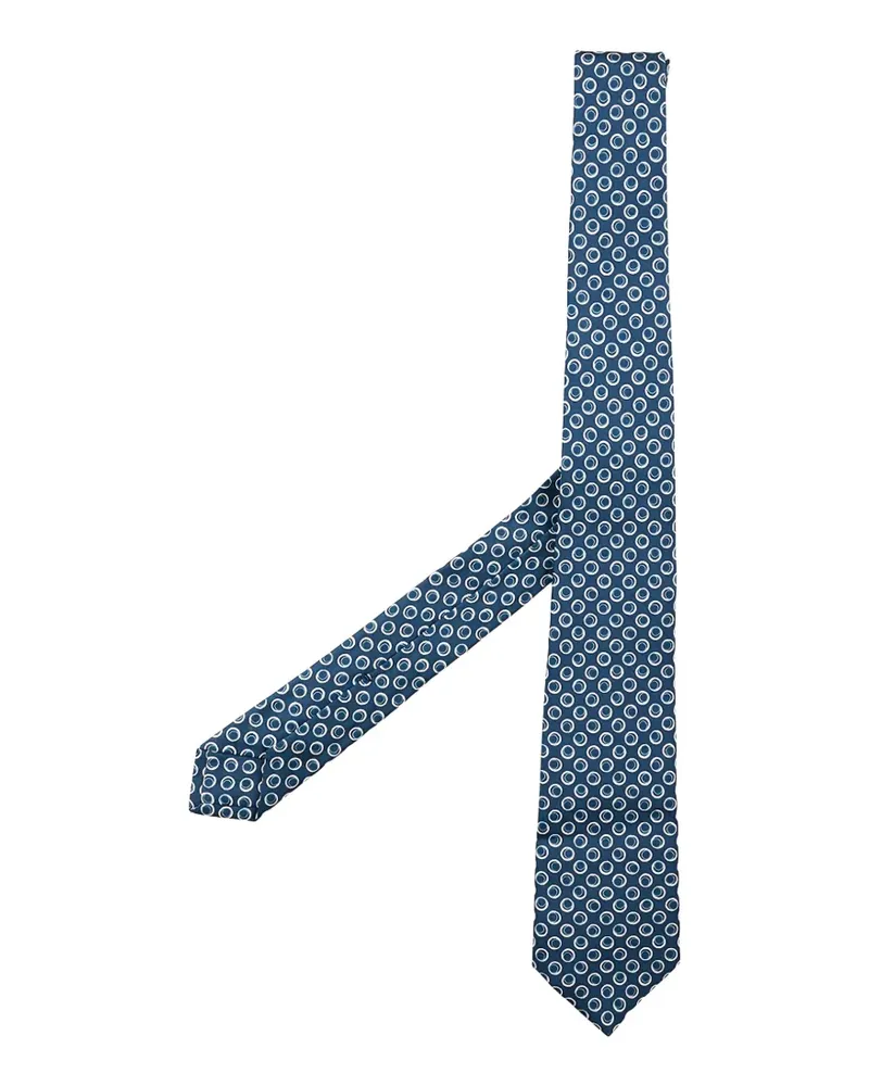 Kiton geometric-print tie - Blau Blau