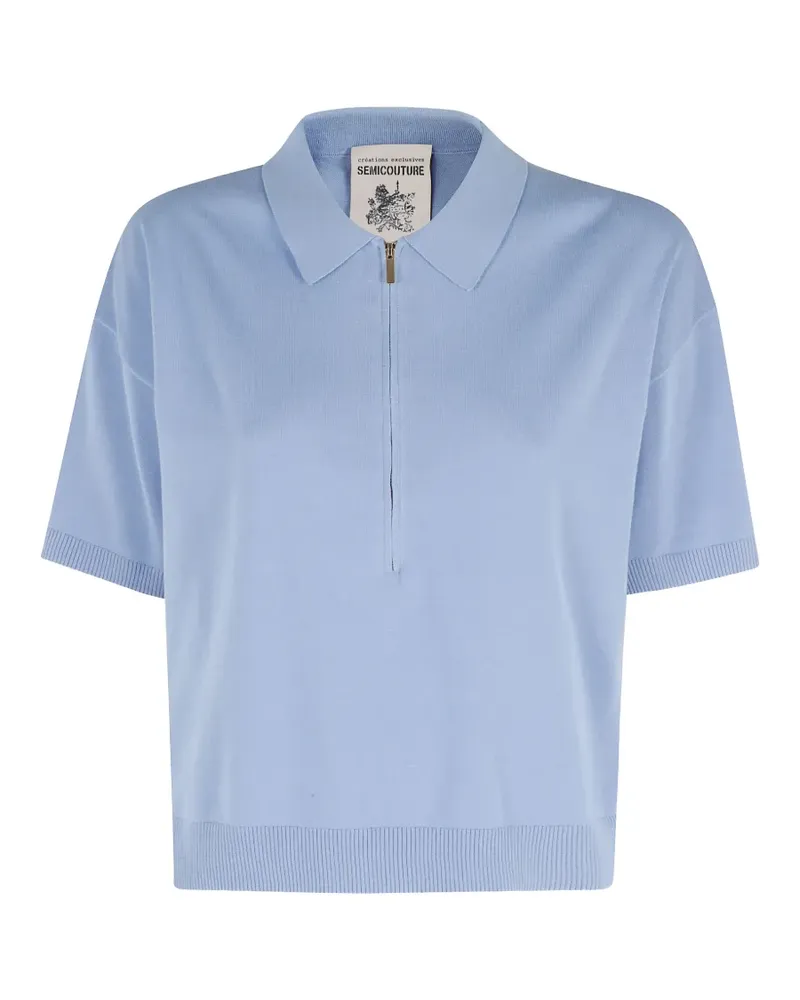 Semicouture Ambre zipped polo top - Blau Blau
