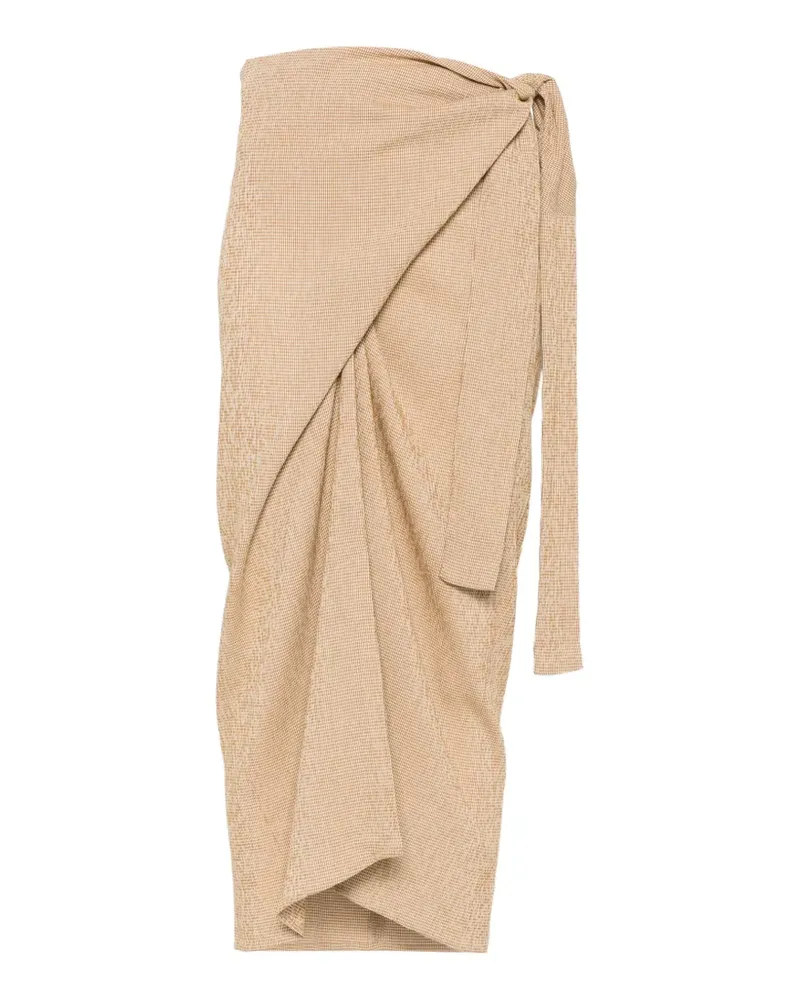 TELA check-pattern wrap skirt - Nude Nude