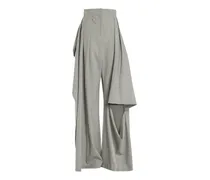 Drapierte Hose mit Schlitz - Grau
