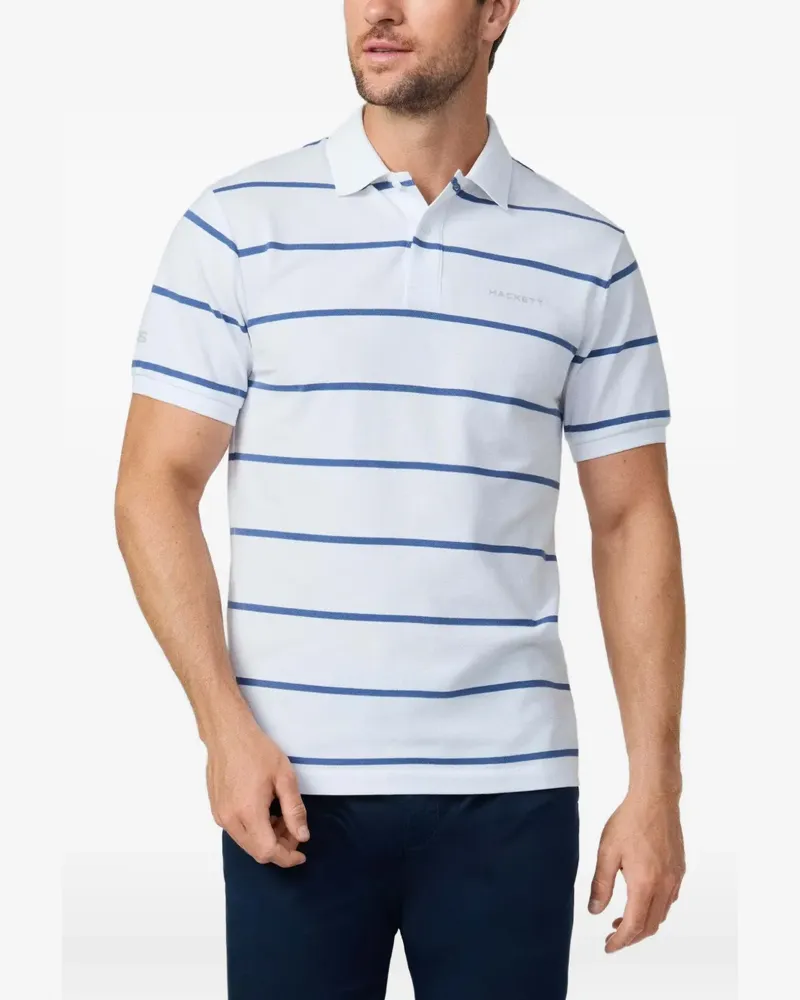 Hackett Gestreiftes Piqué-Poloshirt - Weiß Weiß