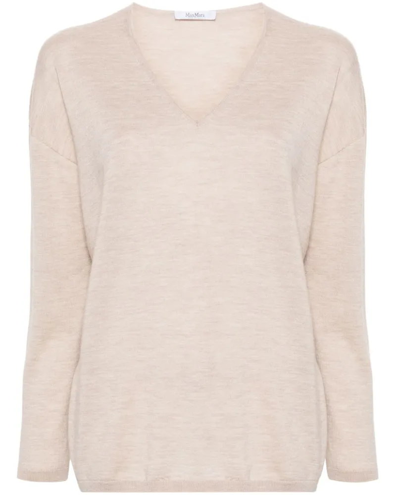 Max Mara Kaschmirpullover mit V-Ausschnitt - Nude Nude