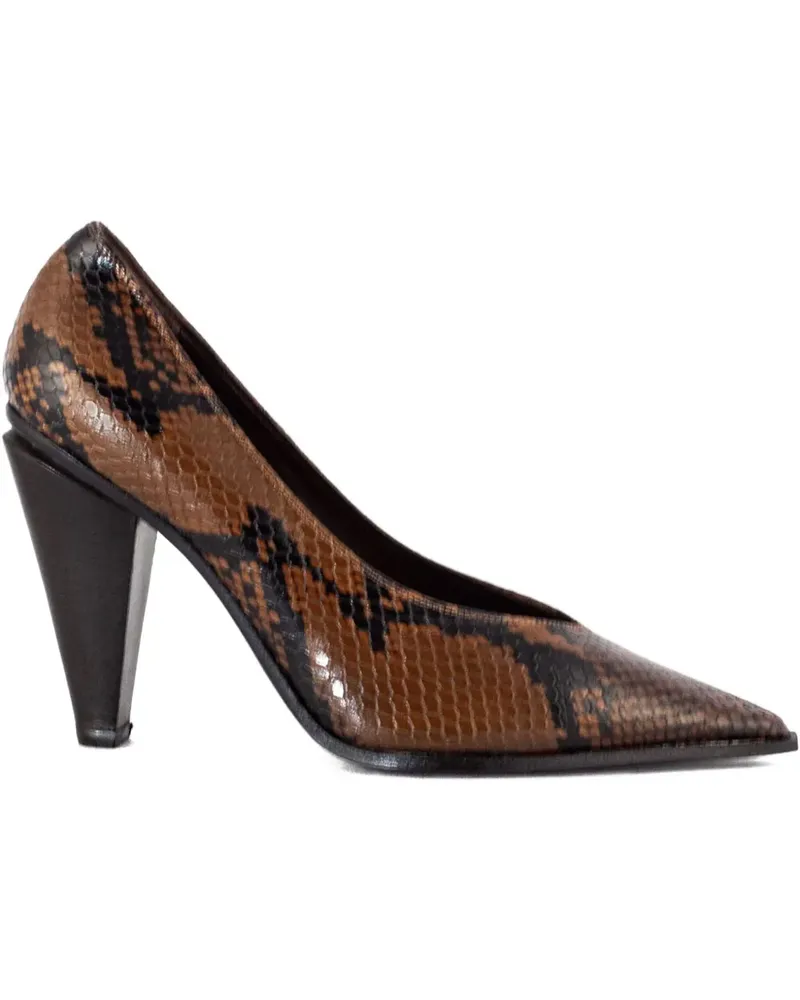 FESTA Milano 100mm snakeskin pointed-toe pumps - Braun Braun