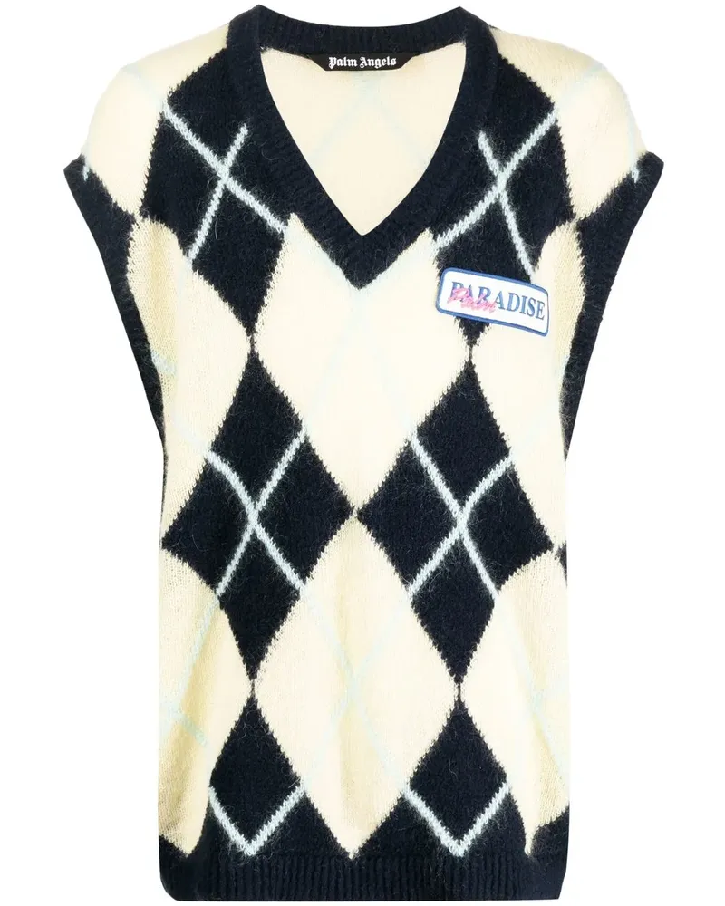 Palm Angels Pullunder mit Argyle-Strickmuster - Schwarz Schwarz
