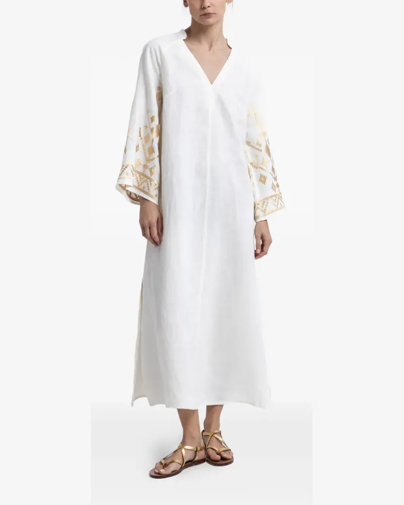 Greek Archaic Kori embroidered long-sleeved dress - Weiß Weiß