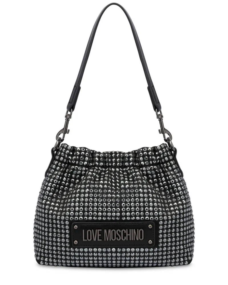 Moschino Umhängetasche mit Logo-Schild - Schwarz Schwarz