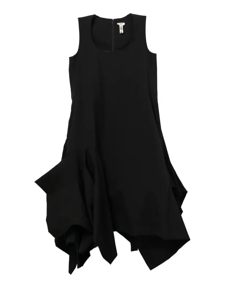 Comme des Garçons Asymmetrisches Midikleid mit Volants - Schwarz Schwarz