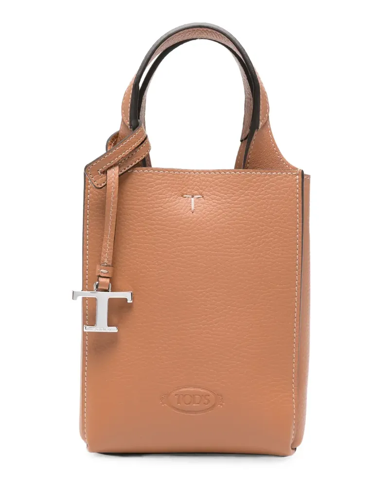 TOD'S Mini-Schultertasche aus Leder - Nude Nude
