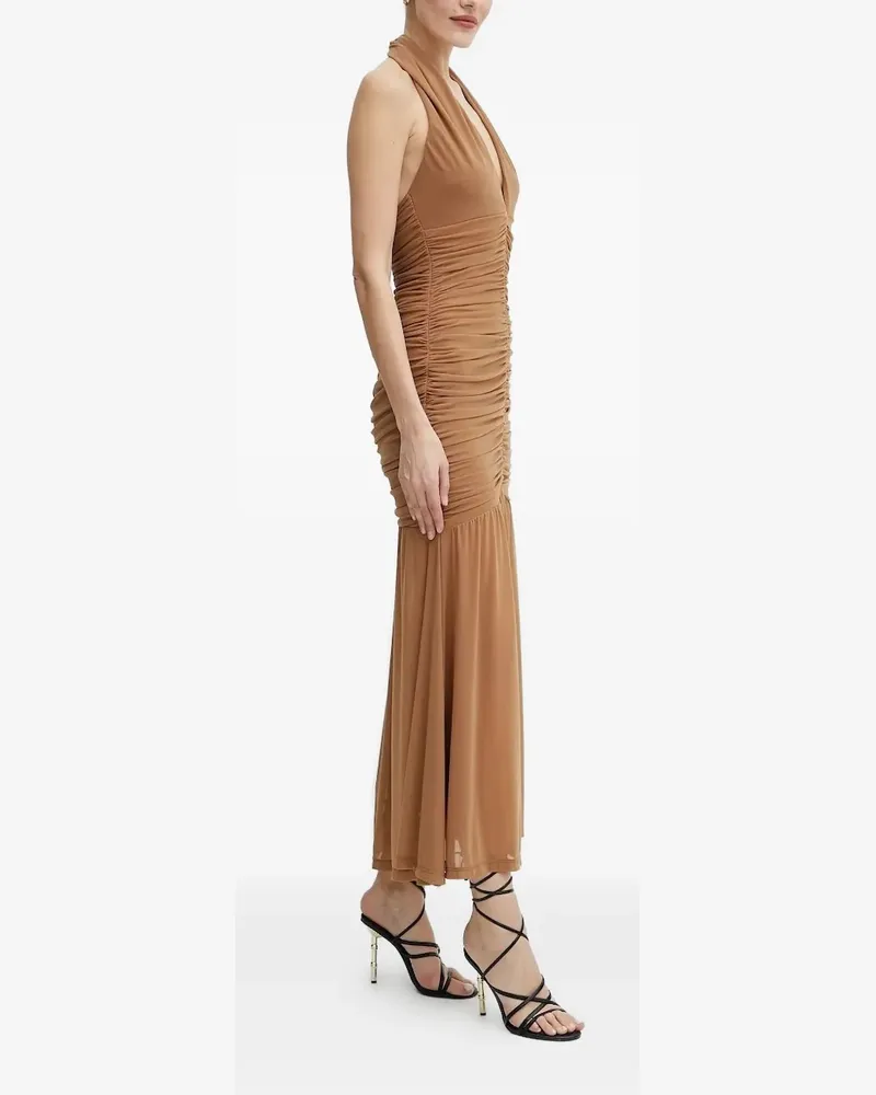 Bardot Gerafftes Neckholder-Kleid - Braun Braun