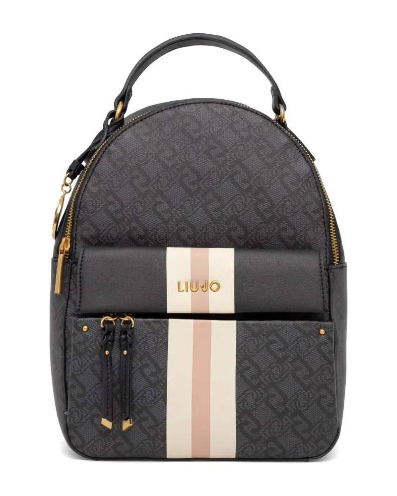 Liu Jo Rucksack mit Monogramm-Print - Schwarz Schwarz