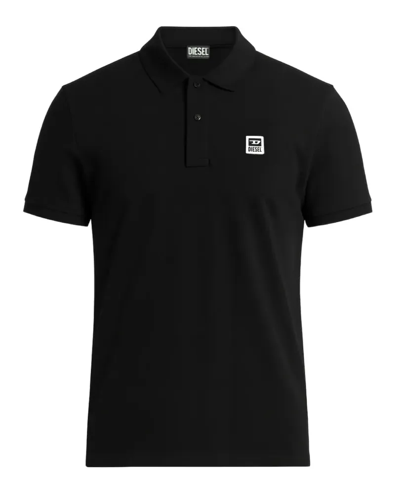 Diesel Poloshirt mit Logo-Patch - Schwarz Schwarz