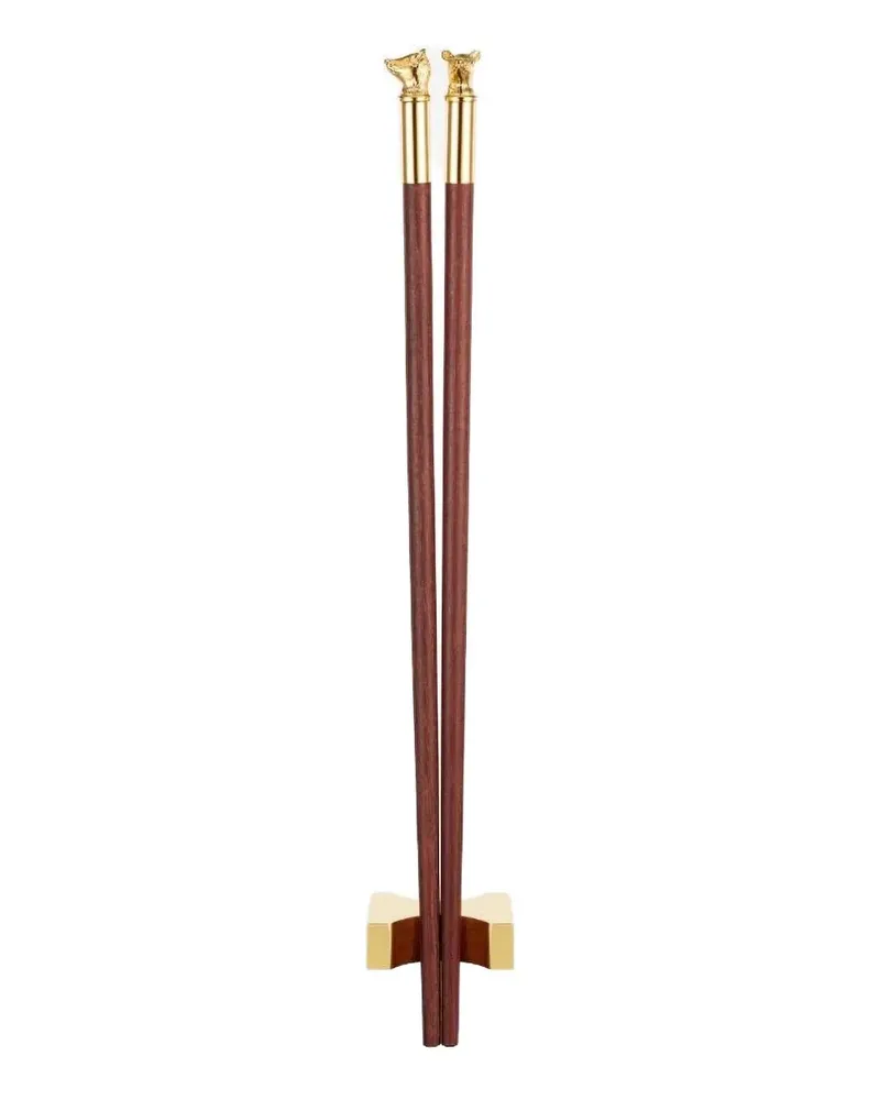 Shanghai Tang Tang Zodiac Essstäbchen mit Mauskopf - Braun Braun
