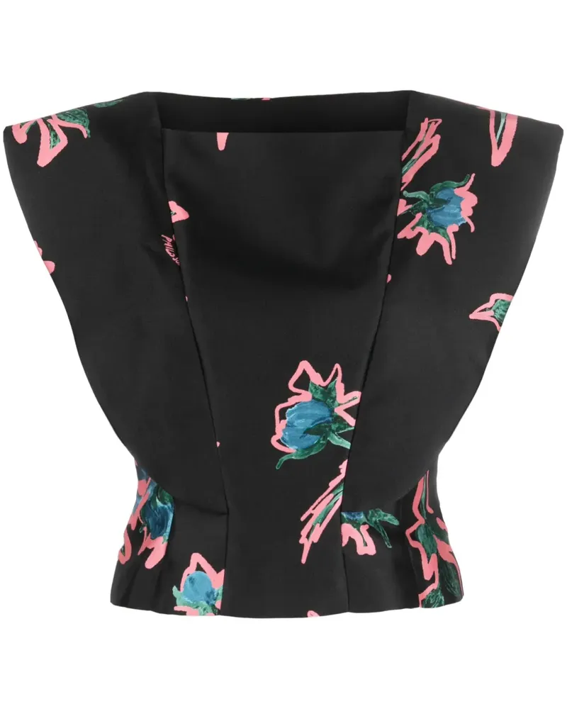 Philosophy Di Lorenzo Serafini Top mit Blumen-Print - Schwarz Schwarz