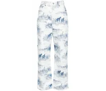 Taillenjeans mit geradem Bein - Weiß