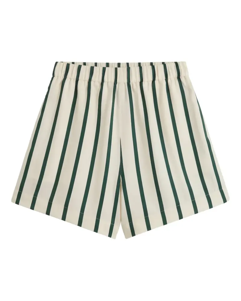 BONDI BORN Cannes striped silk shorts - Weiß Weiß