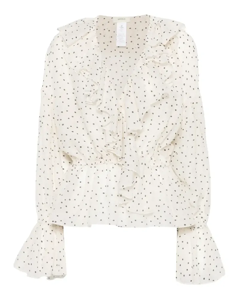 VICOLO polka-dot ruffled blouse - Weiß Weiß