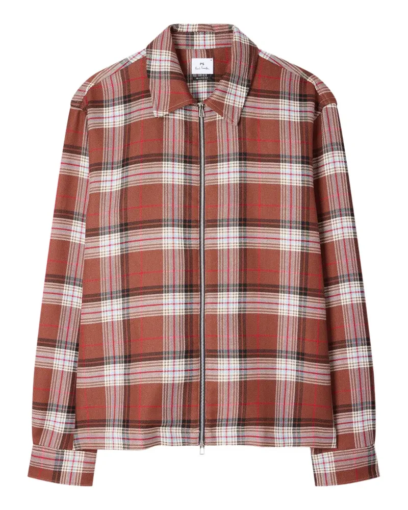 Paul Smith zip-up checked shirt - Braun Braun