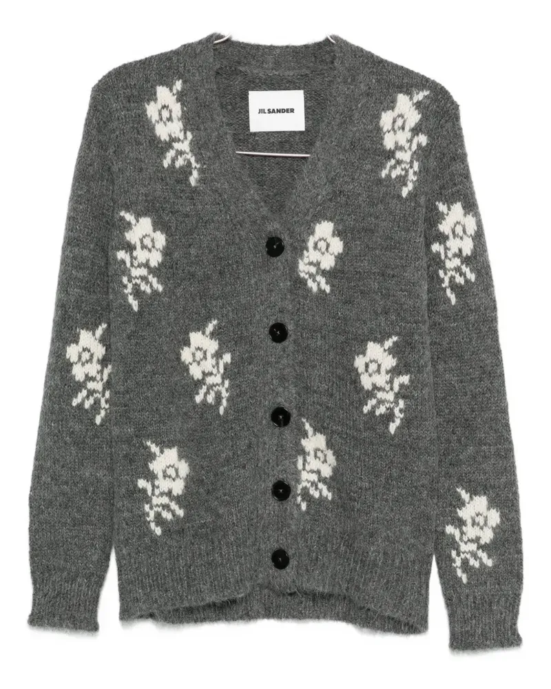 Jil Sander Gestrickter Intarsien-Cardigan - Grau Grau