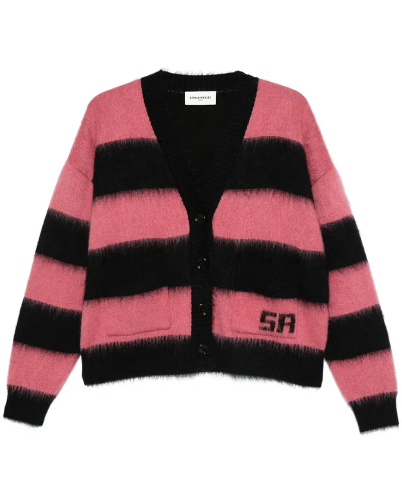 Sonia Rykiel Gestreifter Cardigan mit gebürstetem Effekt - Schwarz Schwarz