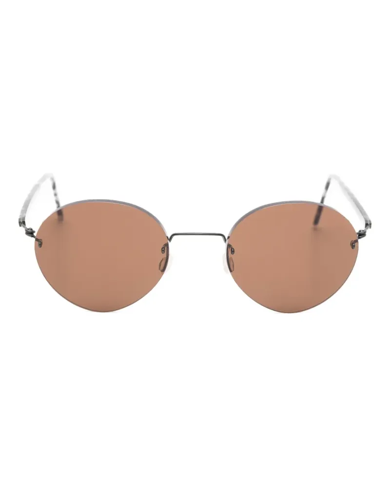 Lindberg Runde Sonnenbrille ohne Rahmen - Schwarz Schwarz