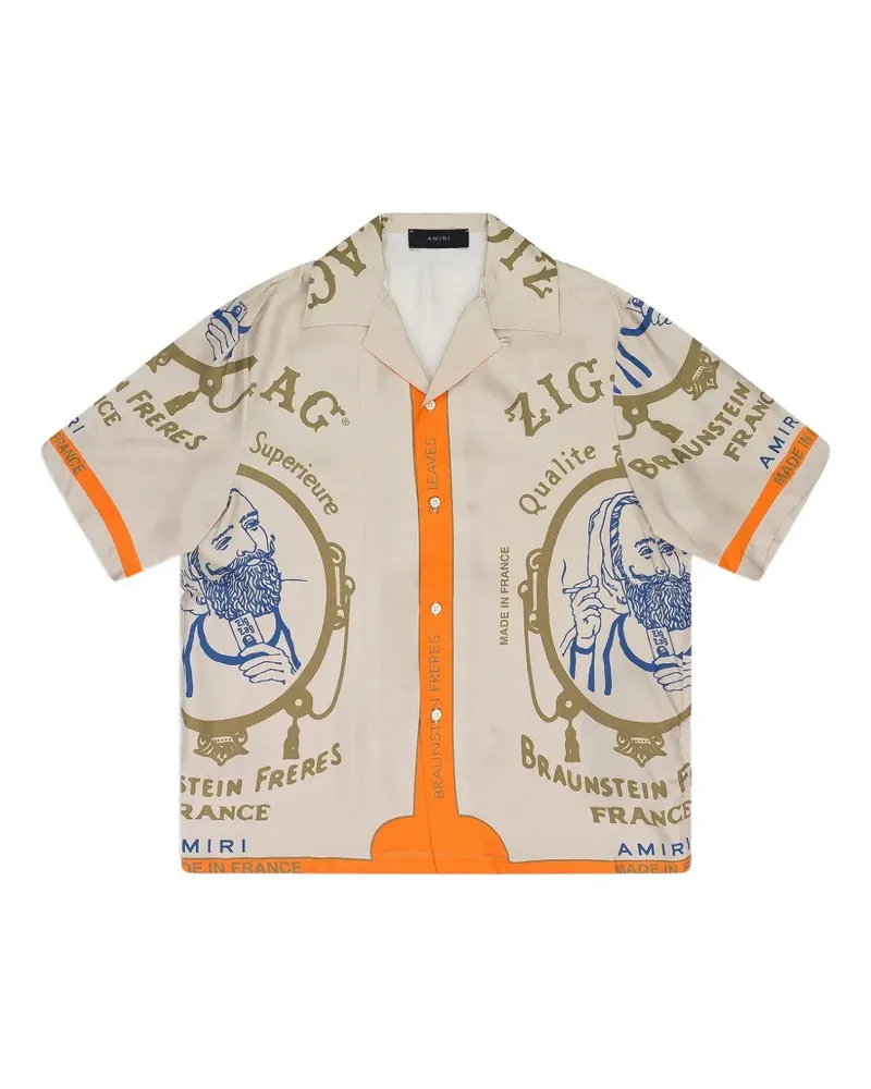 Amiri x Zig-Zag Seidenhemd mit Print - Nude Nude