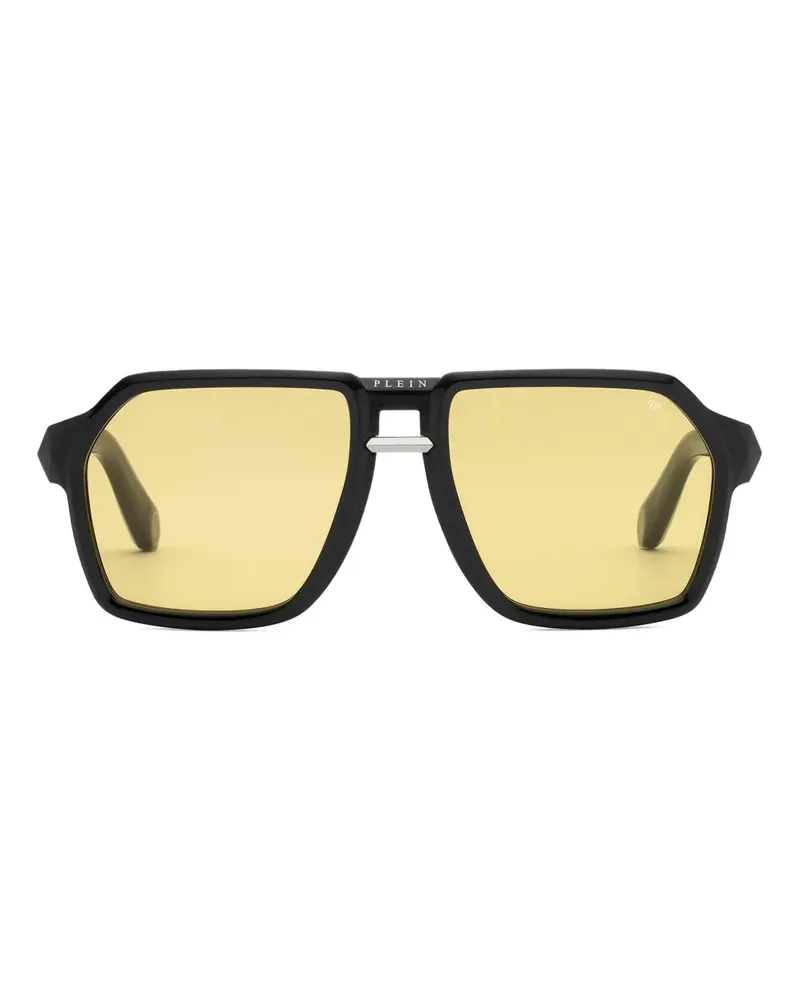 Philipp Plein Sonnenbrille mit geometrischem Gestell - Schwarz Schwarz