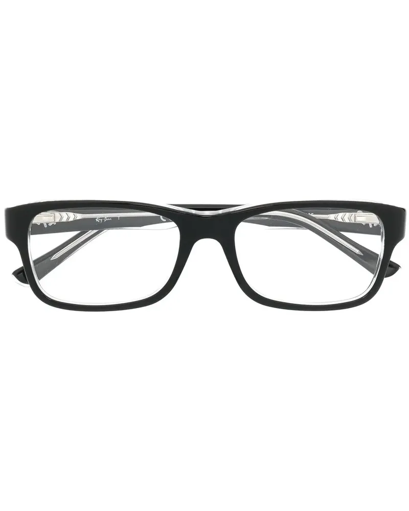 Ray Ban Eckige Brille mit Logo-Schild - Schwarz Schwarz