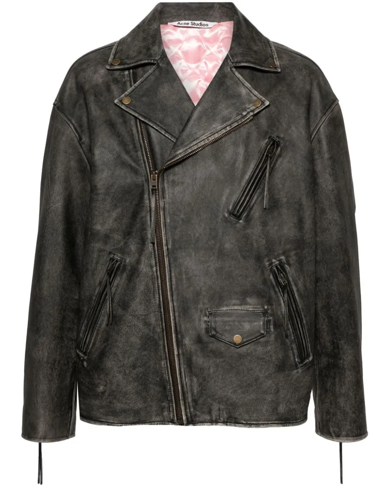 Acne Studios Bikerjacke mit Logo-Prägung - Schwarz Schwarz