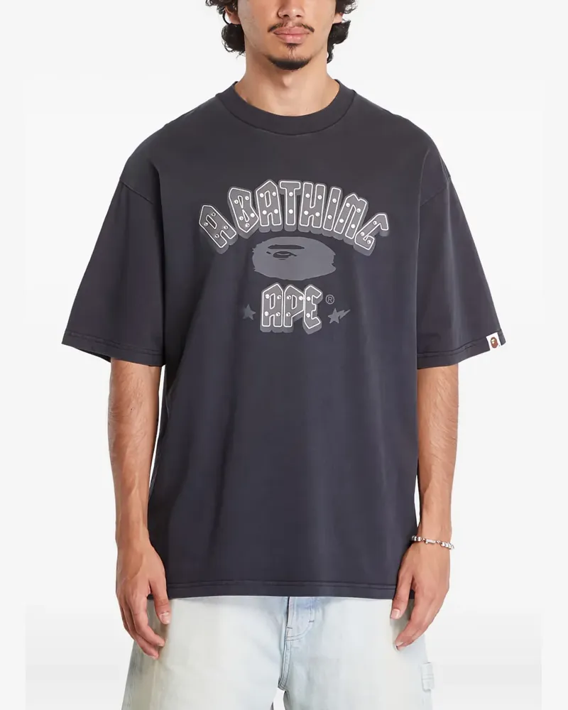 BAPE Garment Dye T-Shirt mit Strass-Logo - Grau Grau