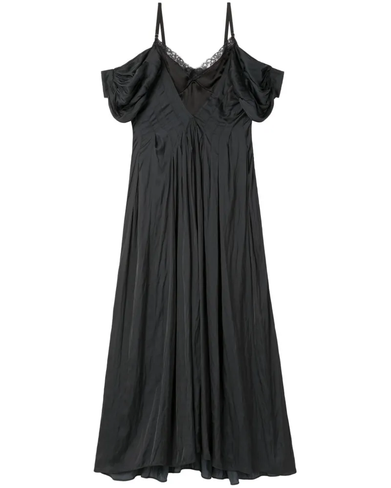 AZ FACTORY Schulterfreies Kleid mit Spitzeneinsatz - Schwarz Schwarz