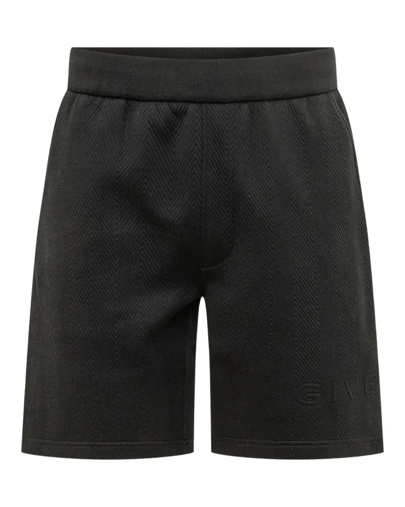 Givenchy herringbone-pattern logo-embroidered shorts - Schwarz Schwarz