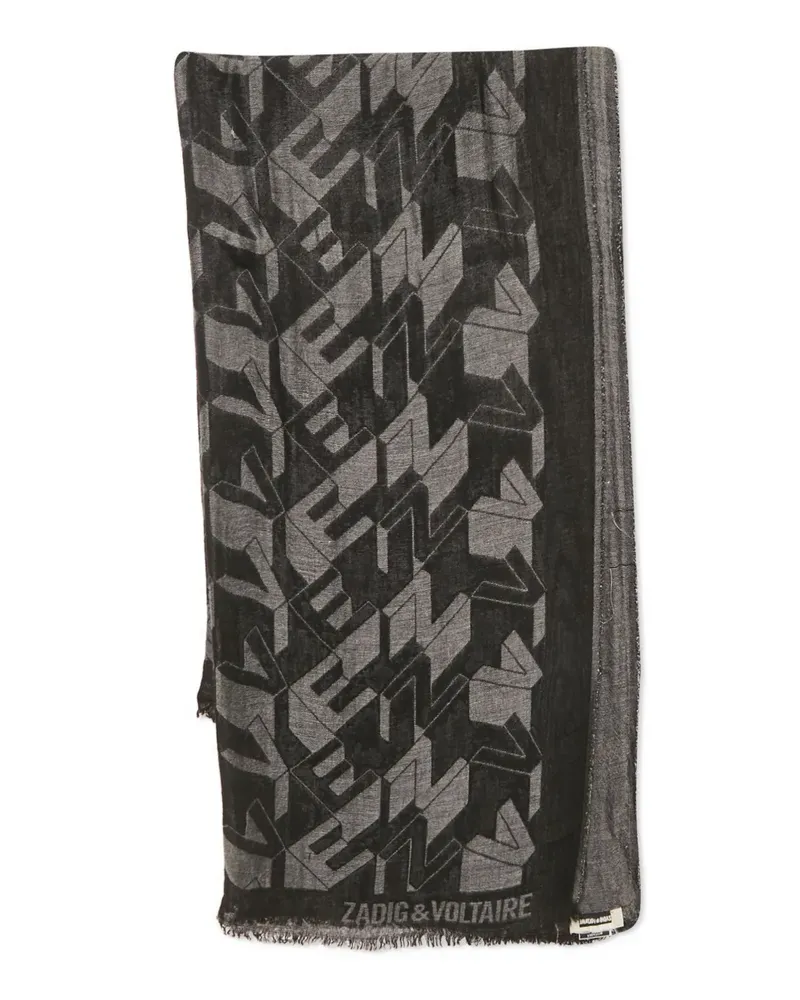 Zadig & Voltaire Schal mit Monogrammmuster - Schwarz Schwarz