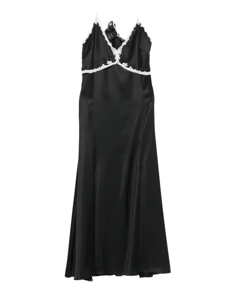 Pinko Albino lace-trim satin dress - Schwarz Schwarz