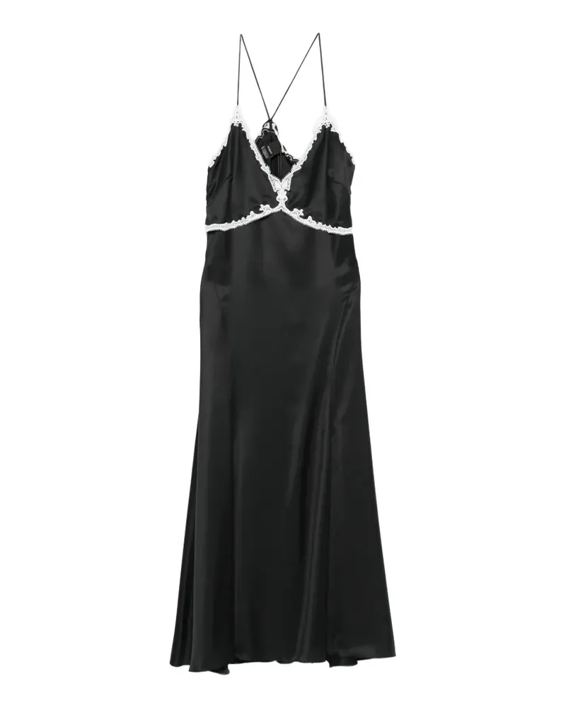 Pinko Albino lace-trim satin dress - Schwarz Schwarz