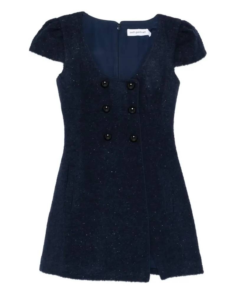 Self-Portrait Minikleid mit Knöpfen - Blau Blau