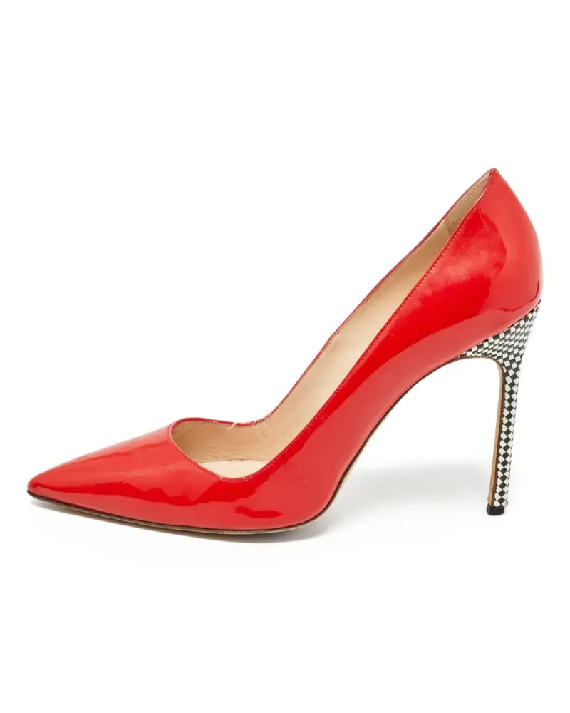 Manolo Blahnik Pumps mit kariertem Absatz - Rot Rot