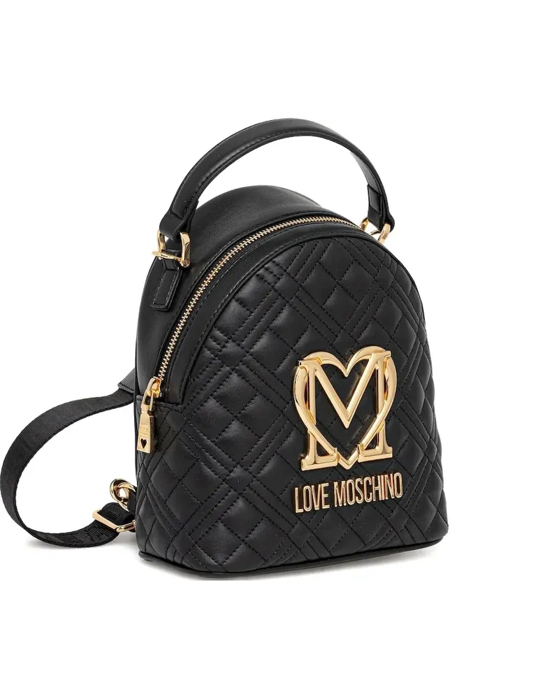Moschino Gesteppter Rucksack mit Logo - Schwarz Schwarz