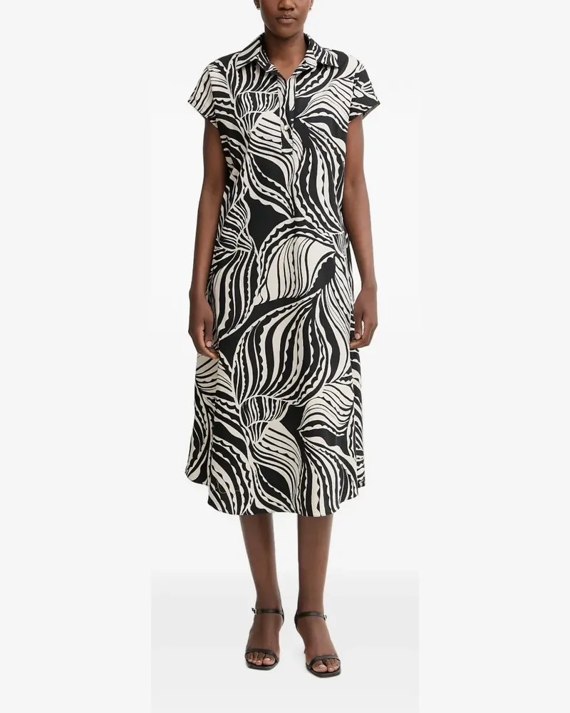 Joseph Ribkoff abstract-print cap-sleeved midi dress - Schwarz Schwarz