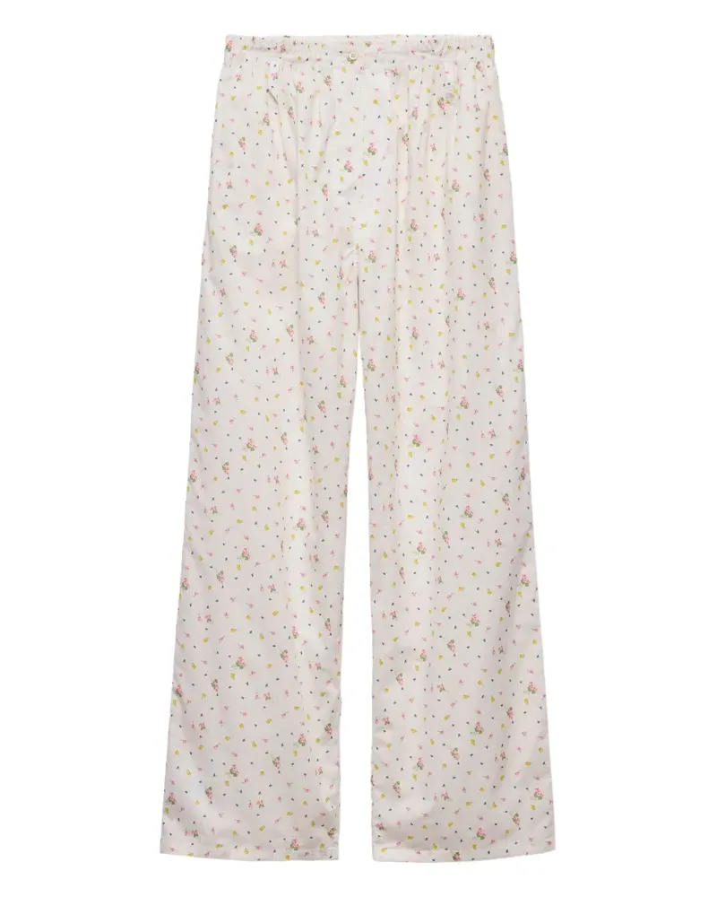 Prada Hose mit Blumen-Print - Weiß Weiß